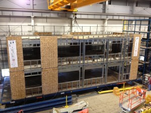 Phase 1 testing with shear walls as only sheathed walls. Image credit: Johns Hopkins University.
