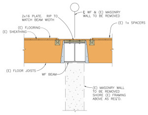 Beam flush with ceiling