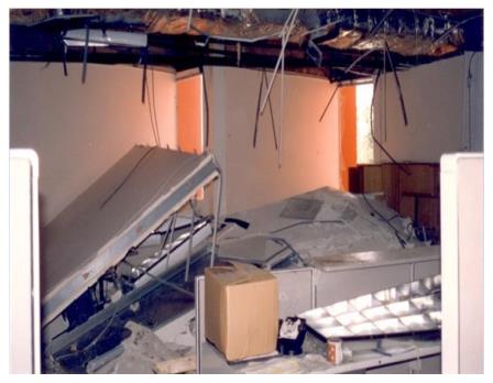 Failure of office partitions and ceilings during the Northridge 1994 Earthquake. (FEMA 74, 1994)