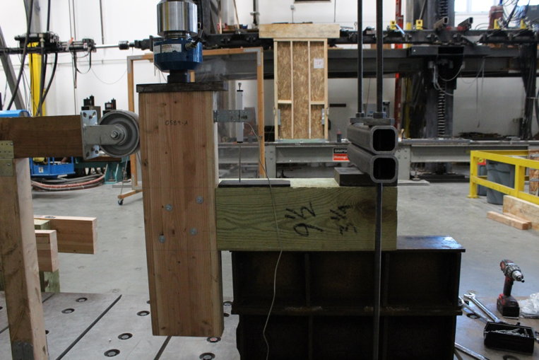 Figure 3 – Lateral Test of an 8" Coped Square Pile with a 3.125" Glulam Stringer