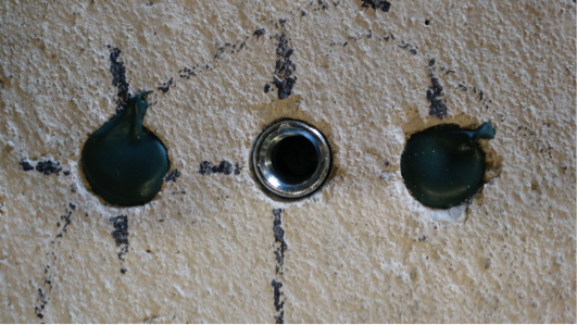 Figure 4: Drop-In Anchor with Two Holes, Filled with Anchoring Adhesive, at a Distance of 2d