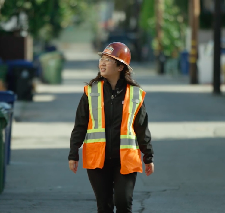 Simpson Strong-Tie Structural Engineer Annie Kao at a jobsite.