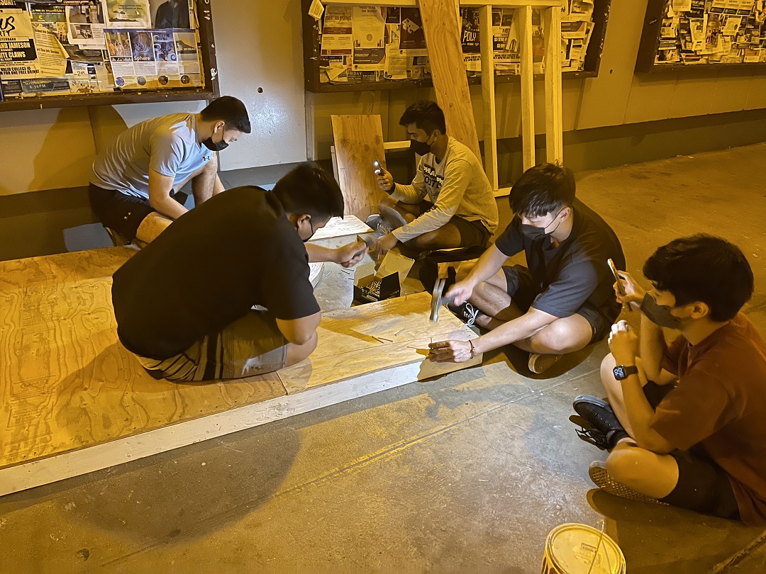 University of Hawaiʻi at Mānoa College of Engineering students working on the TImber-Strong Build