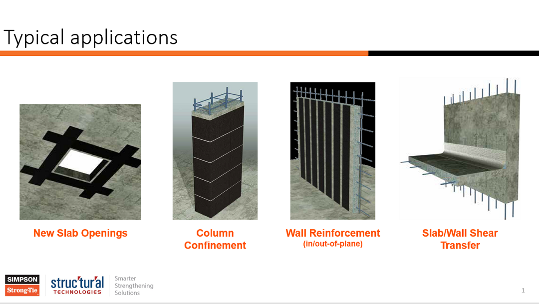 A slide showing typical strengthening applications.