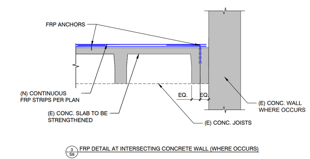 Section detail of LWC diaphragm strengthening.