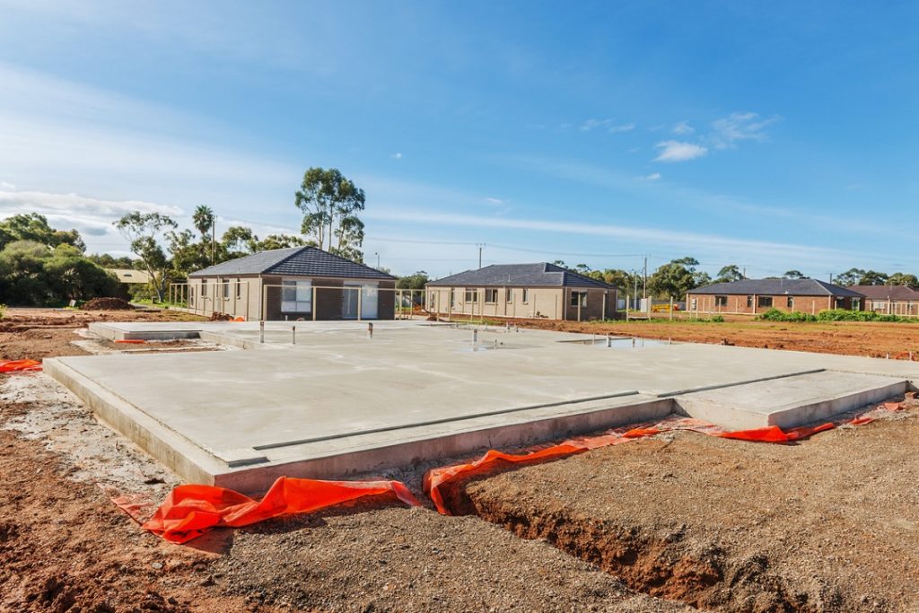 Concrete foundation for a house