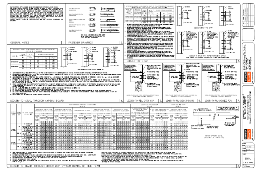 Detail Sheet for Wood-to-Wood Ledger Applications