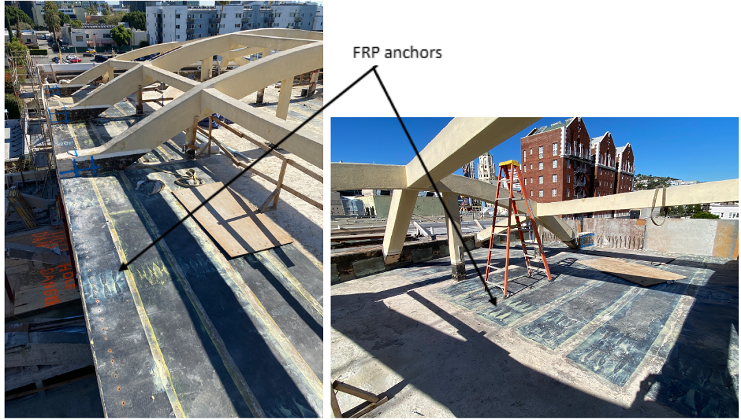 Photo 3: Note FRP anchors added along FRP strips to improve FRP strip performance. 