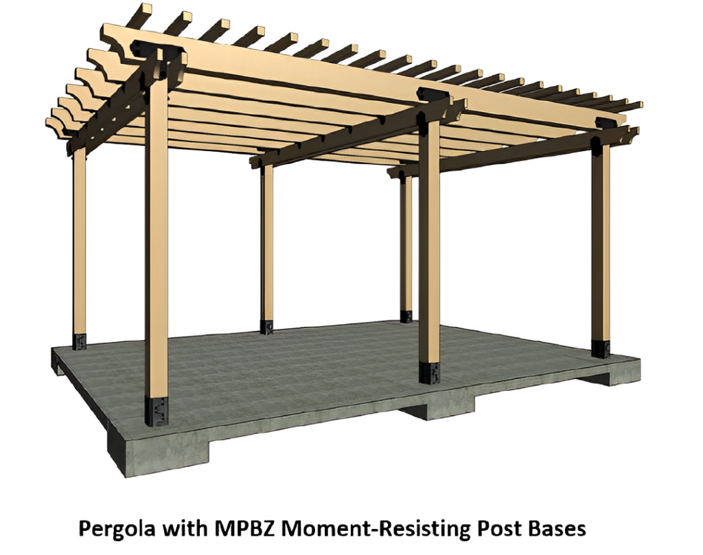 Pergola with MPBZ Moment-Resisting Post Bases