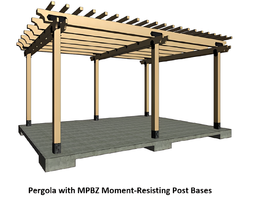 Pergola with MPBZ Moment-Resisting Post Bases 