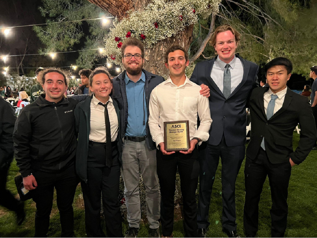 Cal Poly Students with their ASCE Timber-Strong Design Build Award
