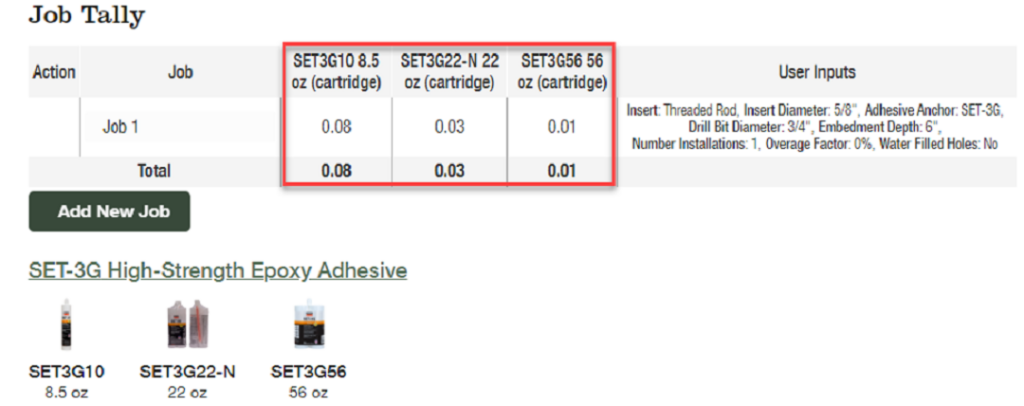 Finding the approximate number of cartridges required using the ACE Adhesive Cartridge Estimator