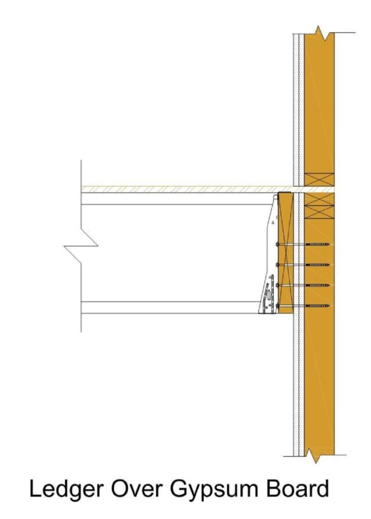 Ledger Over Gypsum Board