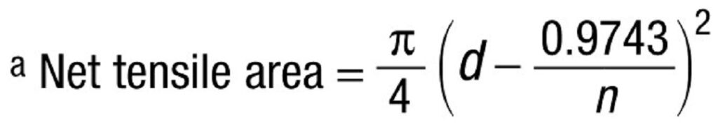 Net tensile area equation