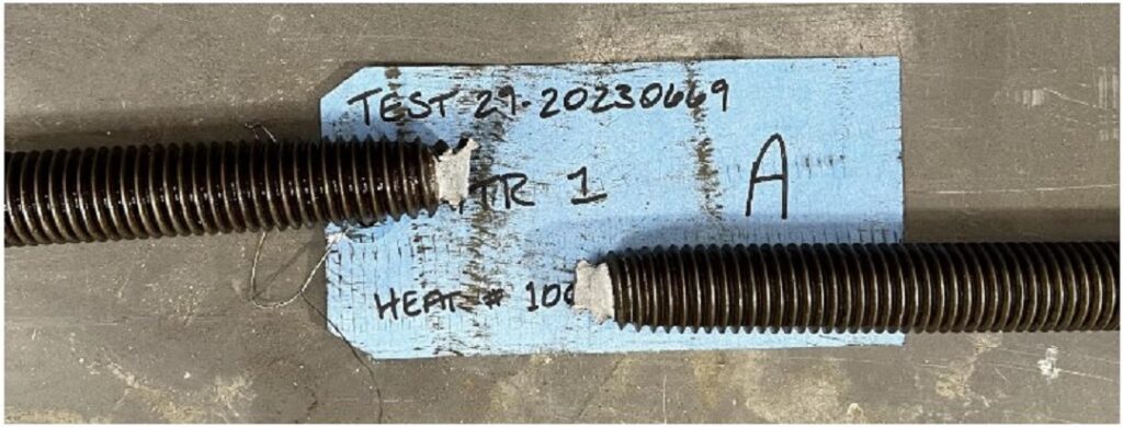 Tested Gross Diameter (Machined Down) and Fully Threaded Rods