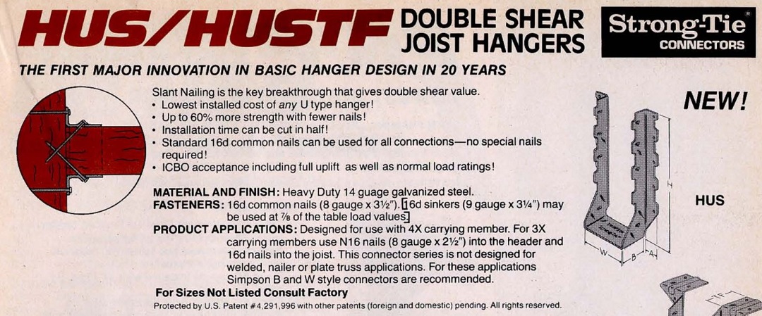 HUS Double Shear Hanger (1984)