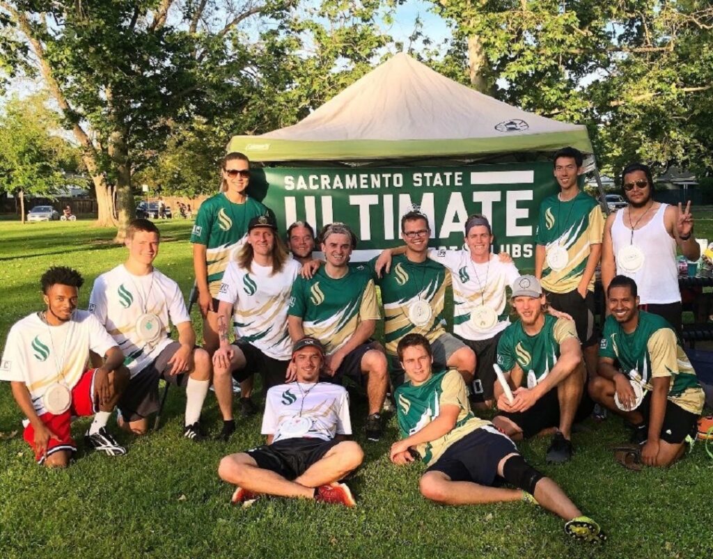 Dante part of the Sacramento State Ultimate Frisbee team