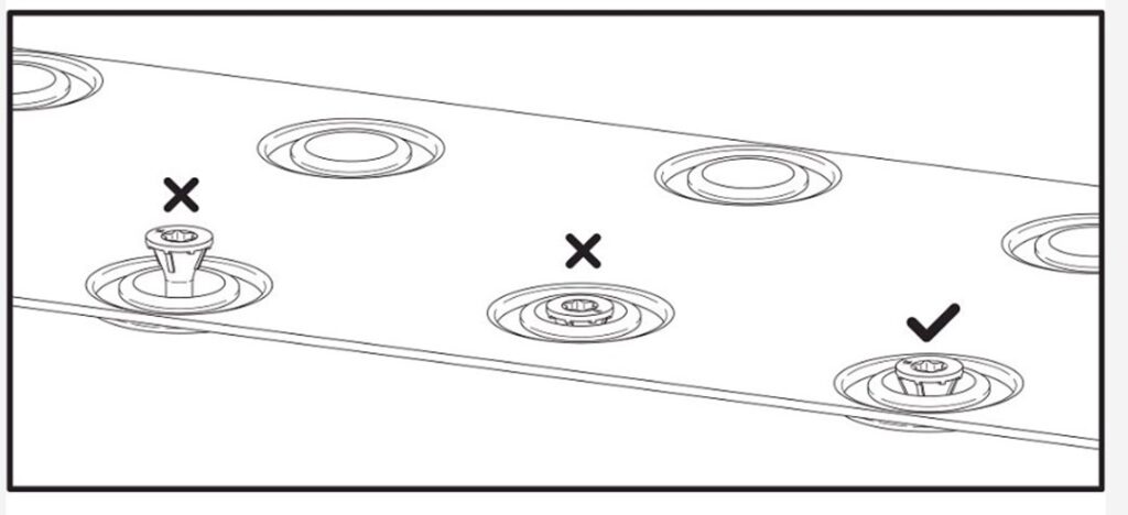 Figure 5: Close up on LDSS installation illustration to show how the screws sit in the dimpled plate.