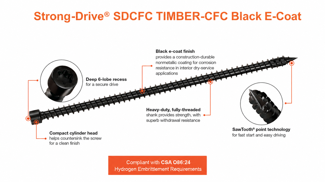 Strong-Drive® SDCFC TIMBER-CFC Screw (Black E-Coat)